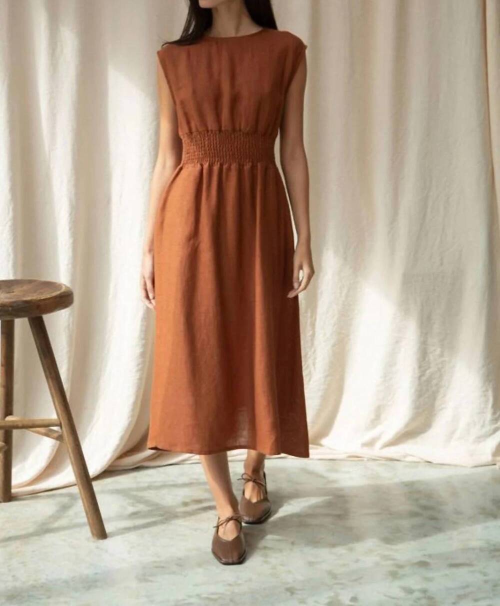 NEW BEAUMONT ORGANIC ottillie may midi dress in russet